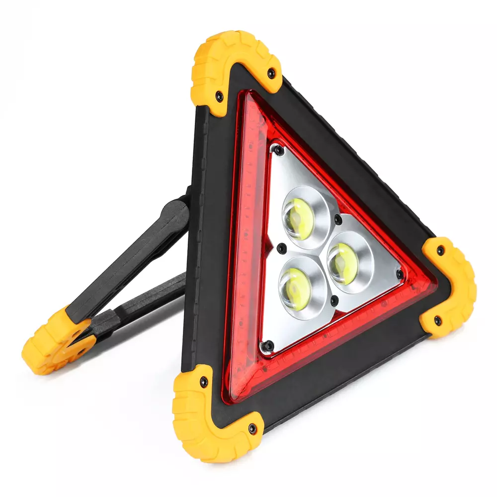 W838, LED Warndreieck, Multifunktionsauto-Zusammenbruch-Notsicherheits-Licht mit Taschenlampe,  Powerbank und Solarpanel