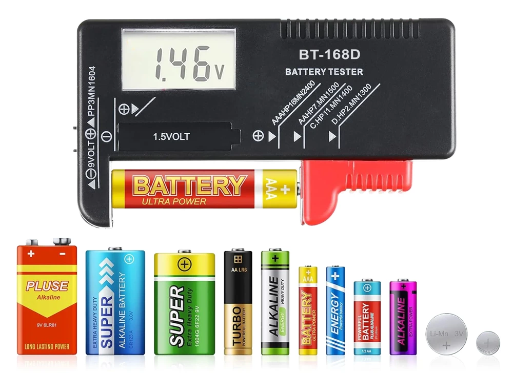 BT-168D-BLACK |Tester batteria | Voltmetro digitale | Tester universale per  batterie e accumulatori 