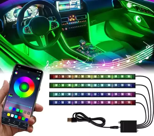 Luci Led Interne Per RGB Auto,Kit Luce Ambientale per Auto,Luci Led Interne  Per RGB Auto,Led Auto Interni Senza Fili,Per Auto Illuminazione Ambientale  Interna : : Auto e Moto