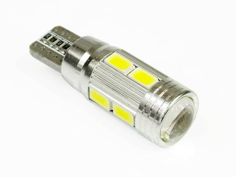 Bombilla LED para coche W5W T10 10 SMD 5630 CAN BUS con lente